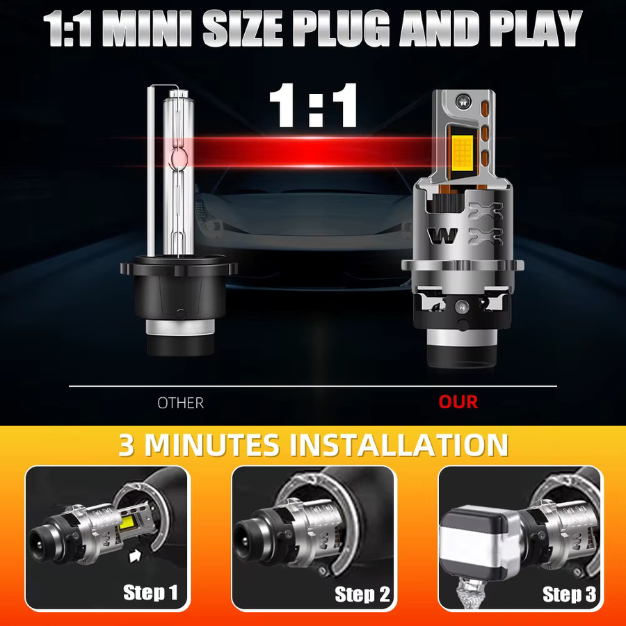 Roadsun LED Canbus Scheinwerfer Upgrade Xenon Lampen für Mercedes Benz E Klasse W211 S211, 2 Stück - Bild 4