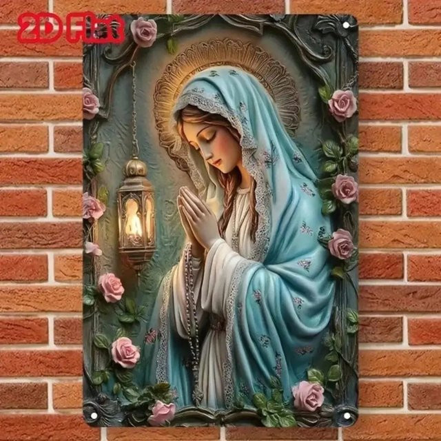 CIFBUY Spirituelle Wandkunst Engel Religiöse Metall-Plakette in Mehrfarbig, Rechteckig - Bild 1
