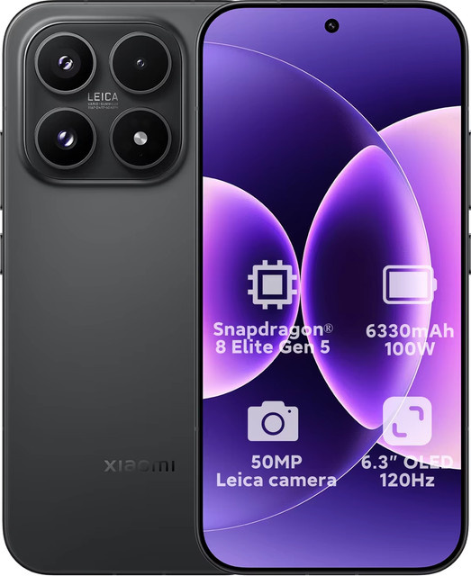 Xiaomi 17 Smartphone Globale Version in Schwarz mit 6,3 Zoll OLED-Display, Snapdragon 8 Elite Gen 5 Prozessor, 50MP Leica-Kamera und 6330mAh Akku - Bild 1