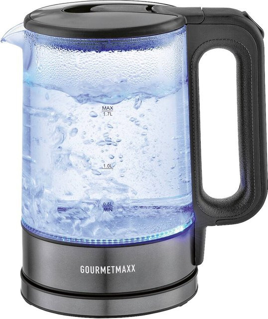 GOURMETmaxx Wasserkocher Anthrazit mit Glas und Edelstahl, 1,7 l - Bild 1