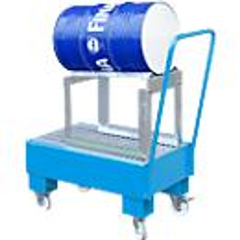 Fahrbare Auffangwanne Typ AW60-1 SRF aus Stahl in Blau RAL5012, B/T/H: 52,0 x 50,0 x 49,0 cm - Bild 3