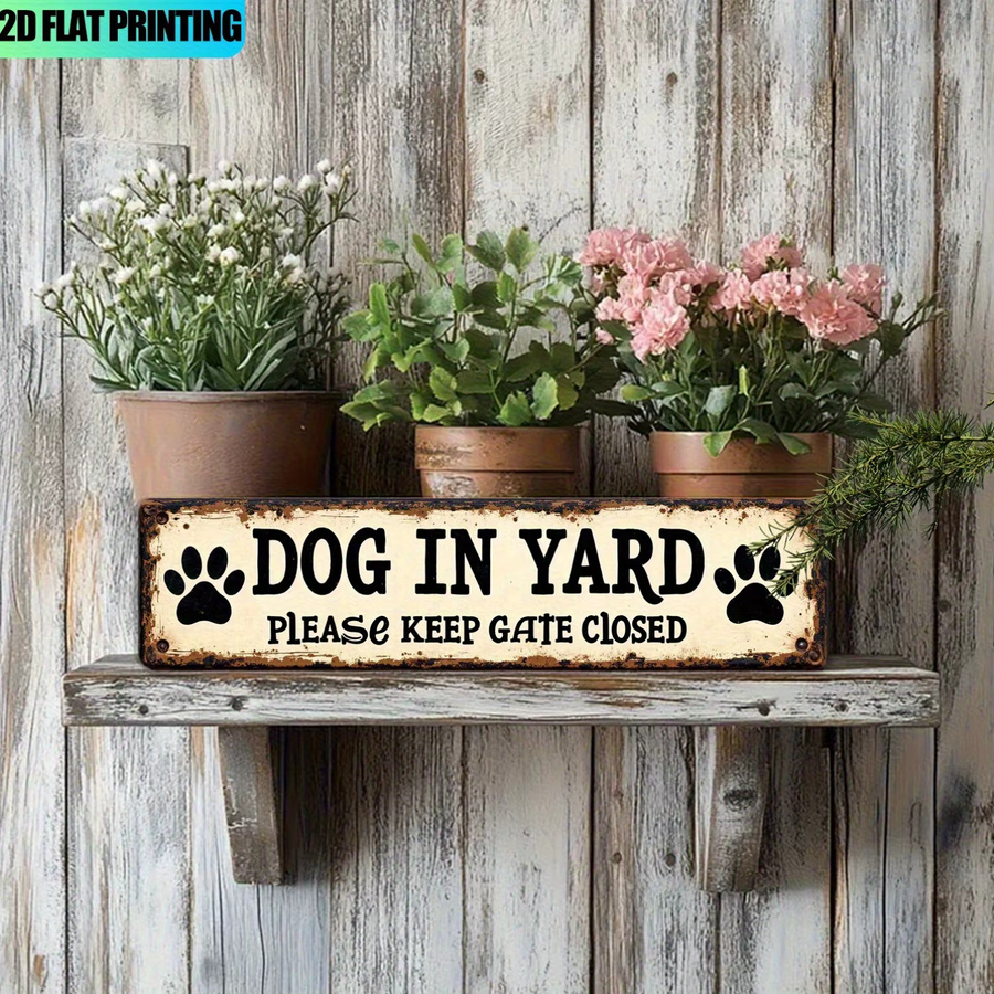 CIFBUY Pfotenabdruck-Dekoration Schild Hunde im Garten – Bitte halten Sie das Tor geschlossen, Metall, Weiß, B/H: 40,64 x 40,64 cm - Bild 2