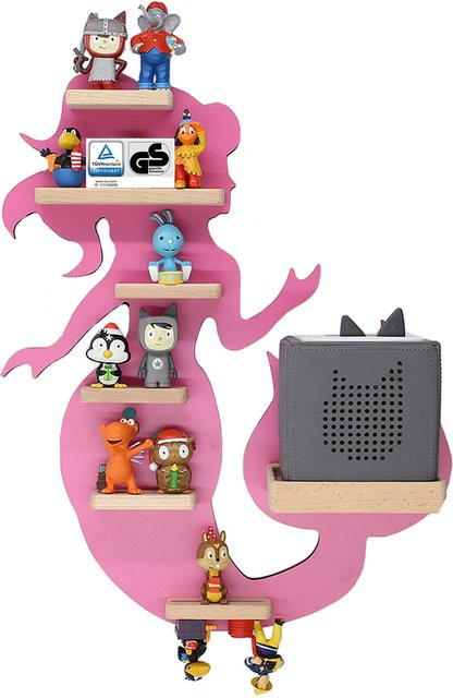 BOARTI Kinderregal Meerjungfrau aus Holz als Wandregal für Toniebox und Figuren mit Magneteinsätzen, H x B x T: 50 x 39 x 19 cm - Bild 1