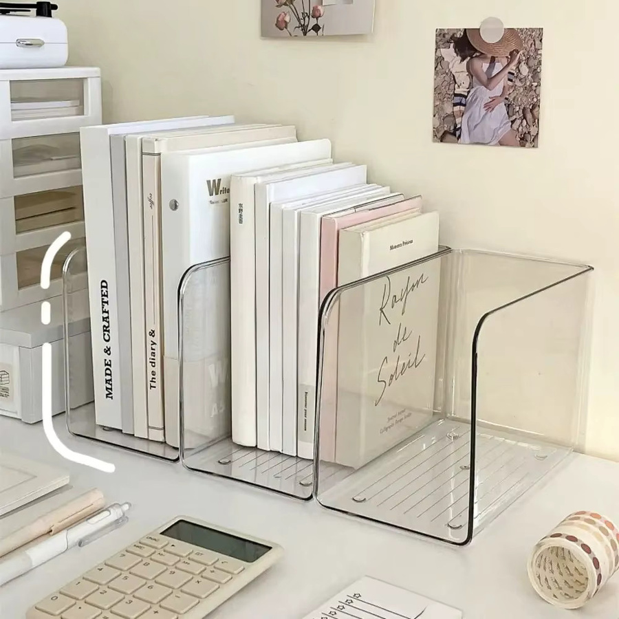 Transparenter U-förmiger Bücherständer aus Acryl als organisatorischer Buchhalter für Schreibtisch und Home Office - Bild 1