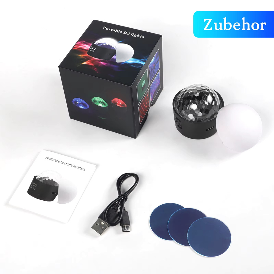 U'King 2er-Set LED Disco Licht Mini Magic Ball mit Soundaktivierung, RGB Multicolour Effekt für DJ, KTV und Bar, Schwarz - Bild 6