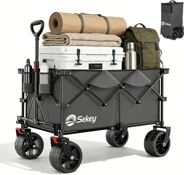Sekey XXL Plus Bollerwagen faltbar mit All-Terrain-Rädern Grau, Tragkraft 200 kg, Volumen 200 l - Bild 1