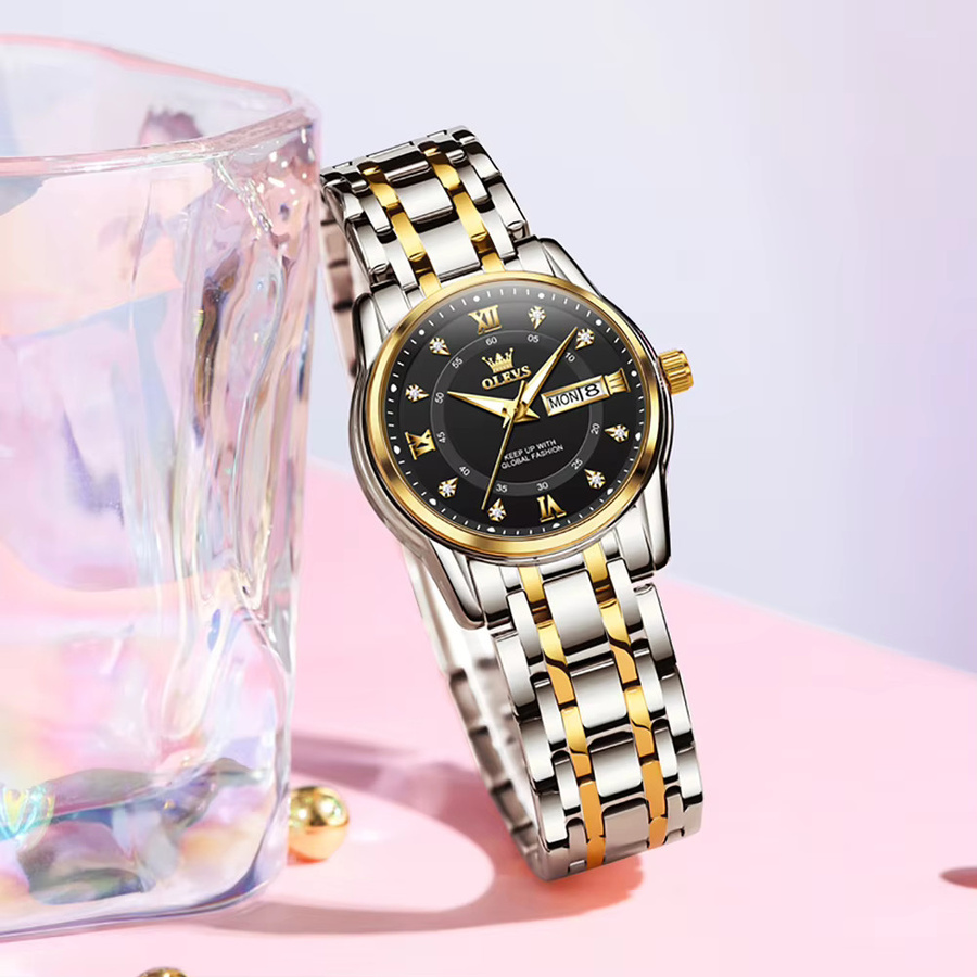 OLEVS Armbanduhr, Quarz, Edelstahl, Gold, Damen - Bild 3