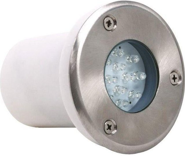 Wasserdichter LED-Einbaustrahler aus Edelstahl in Silber für Garten und Terrasse, IP67, 1,2W, rund mit transparentem Glas - Bild 1