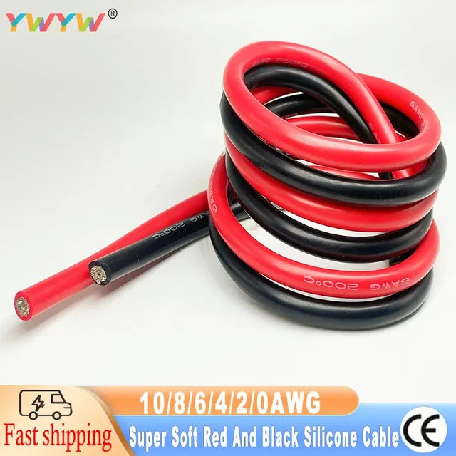 Bytebattle Hochtemperatur-Autobatteriekabel aus verzinnter Kupferleitung in Rot und Schwarz, 0,08mm - Bild 1