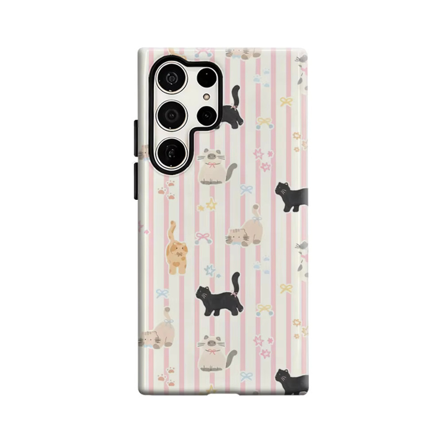 Glänzende Handyhülle mit Katzenstreifen-Design in Pastellfarben für Samsung Galaxy S25 Ultra, S24 und S23 Ultra Plus mit doppellagiger Rückseite - Bild 6