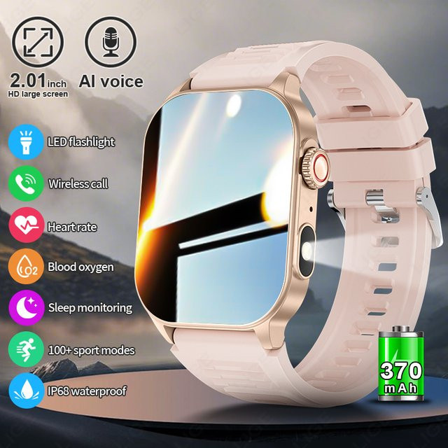 LIGE Smartwatch, Damen, Schwarz, Silikon, 2,01 Zoll - Bild 1