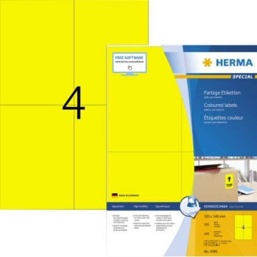 Herma Universal-Etiketten A6 Gelb, Papier, 105 x 148 mm, 400 Stück - Bild 1