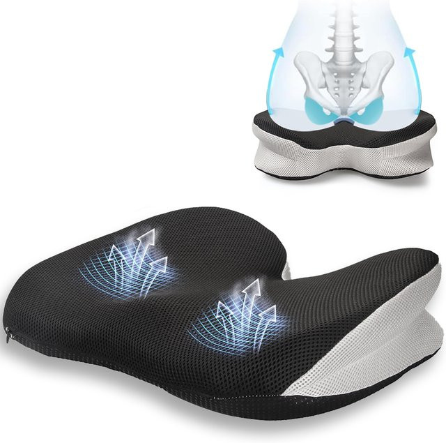 Ergonomisches OOAGE Sitzkissen aus Memory-Schaum in Schwarz zur Linderung von Sitzdruck für Bürostuhl und Auto - Bild 1