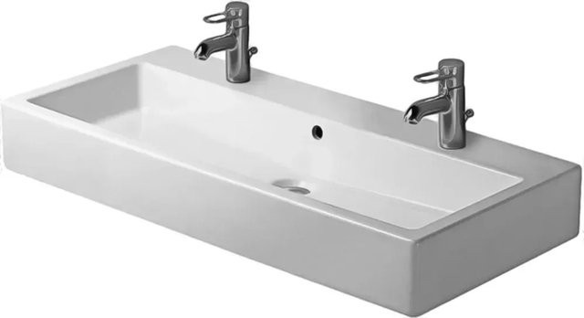 Duravit Waschbecken Vero Weiß mit Überlauf und 2 Hahnlöchern, Breite: 100 cm - Bild 1