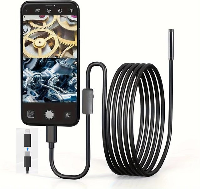 JCWHCAM Industrielle HD 960P Endoskopkamera mit zwei Anschlüssen für iOS und Android in Schwarz zur Fahrzeuginspektion - Bild 1