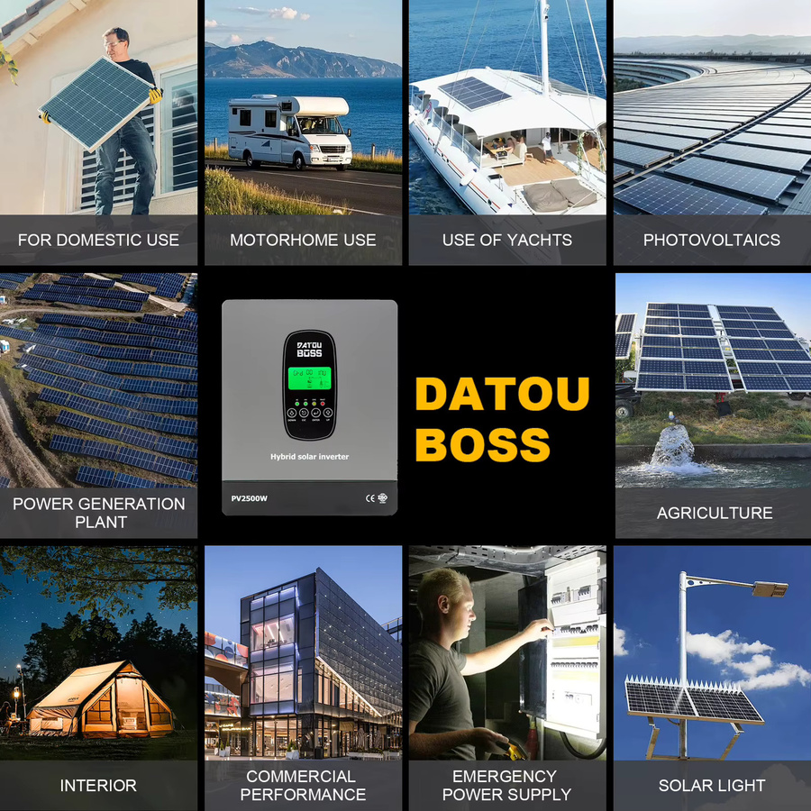 DATOUBOSS 12V 1800W Solar-Hybrid-Wechselrichter mit integriertem MPPT-Laderegler in Grau für Wohnmobile und netzunabhängige Stromversorgungssysteme - Bild 6
