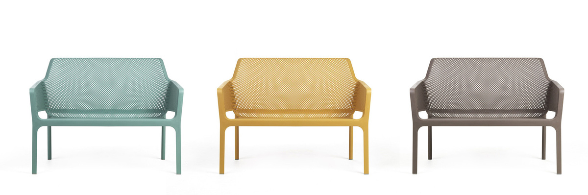 Nardi Net Bank Gartenbank aus wetterfestem Kunststoff in Beige und Braun mit Armlehnen - Bild 3