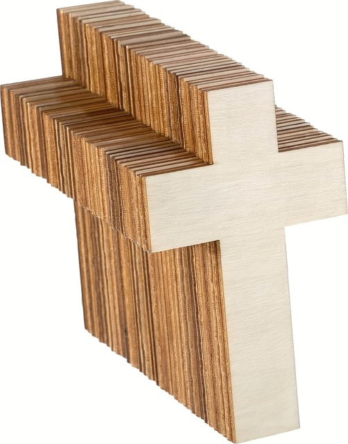 10 Stück unfertige Holzausschnitte in Kreuzform für DIY-Kunsthandwerk und Dekoration - Bild 1