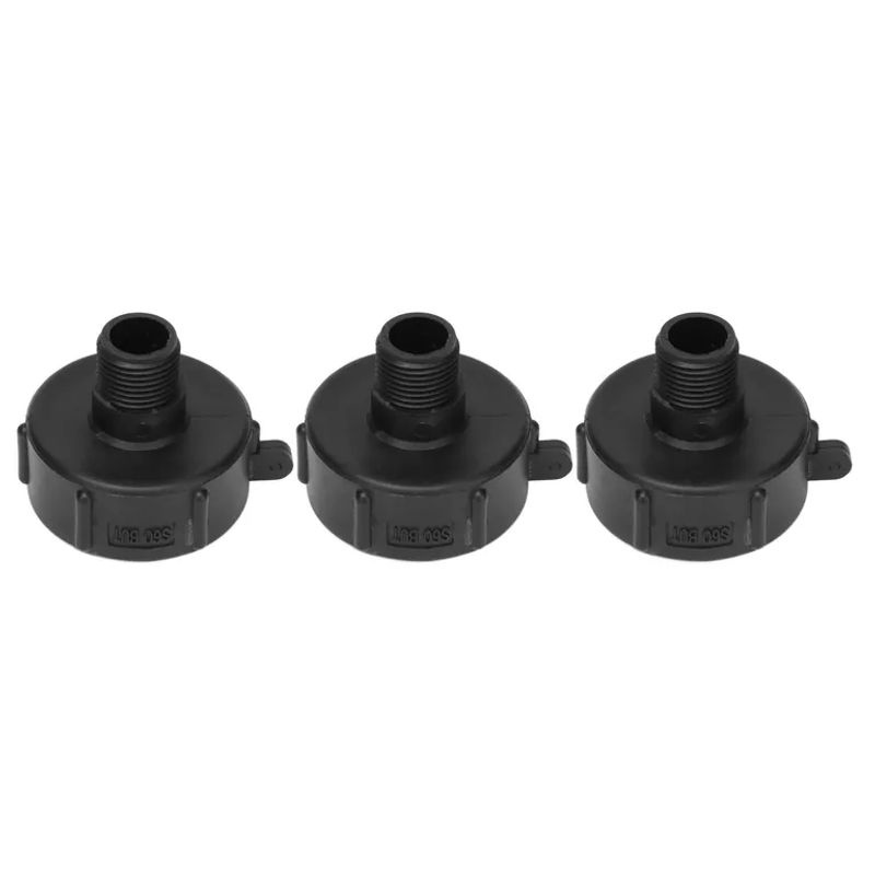 3er Set IBC Tankanschluss G34 Gewinde aus schwarzem ABS Kunststoff als Ablaufadapter Ersatzventilanschluss S60x6 von TOMTOP JMS - Bild 6