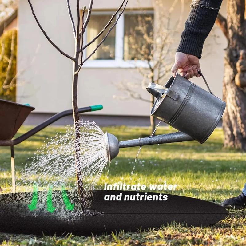 20 Stück Unkrautmatte aus Vliesstoff in Schwarz von YWZT Home Depot zur Unkrautbekämpfung und zum Wurzelschutz für Obstbäume und Pflanzen, Durchmesser: 32 cm, Höhe: 4 cm - Bild 2