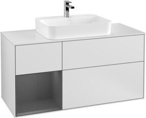 V&B Waschtischunterschrank Finion mit Wandbeleuchtung in Weiß lackiert, Breite: 120 cm - Bild 1