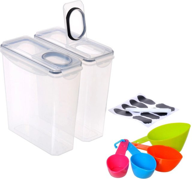 Relaxdays Vorratsdosen Set aus Kunststoff, 2-teilig, Transparent/Schwarz, Luftdicht, B/T/H: 25 x 24 x 11,5 cm, 3,7 Liter - Bild 1