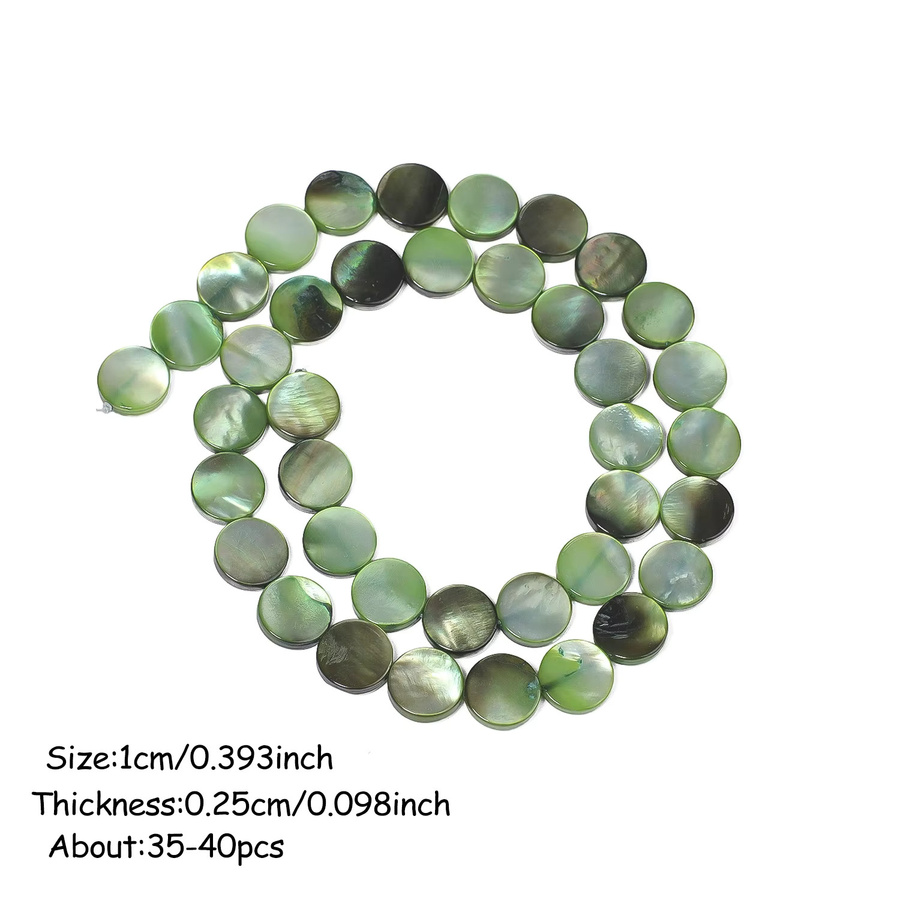 xilitata Perlmuttperlen, grüne Scheiben-Perlmuttperlen, 10 mm, Süßwassermuschelperlen - Bild 5