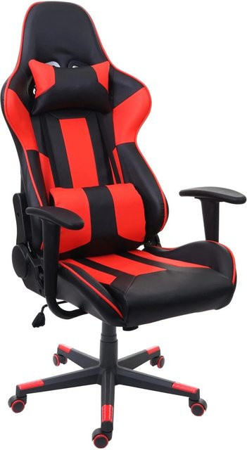 Proregal Gamingstuhl Bürostuhl in Schwarz-Rot aus Kunstleder mit Kopfstütze und Höhenverstellung, H x B x T: 136 x 67 x 69 cm, Sitzhöhe: 46 cm - Bild 1