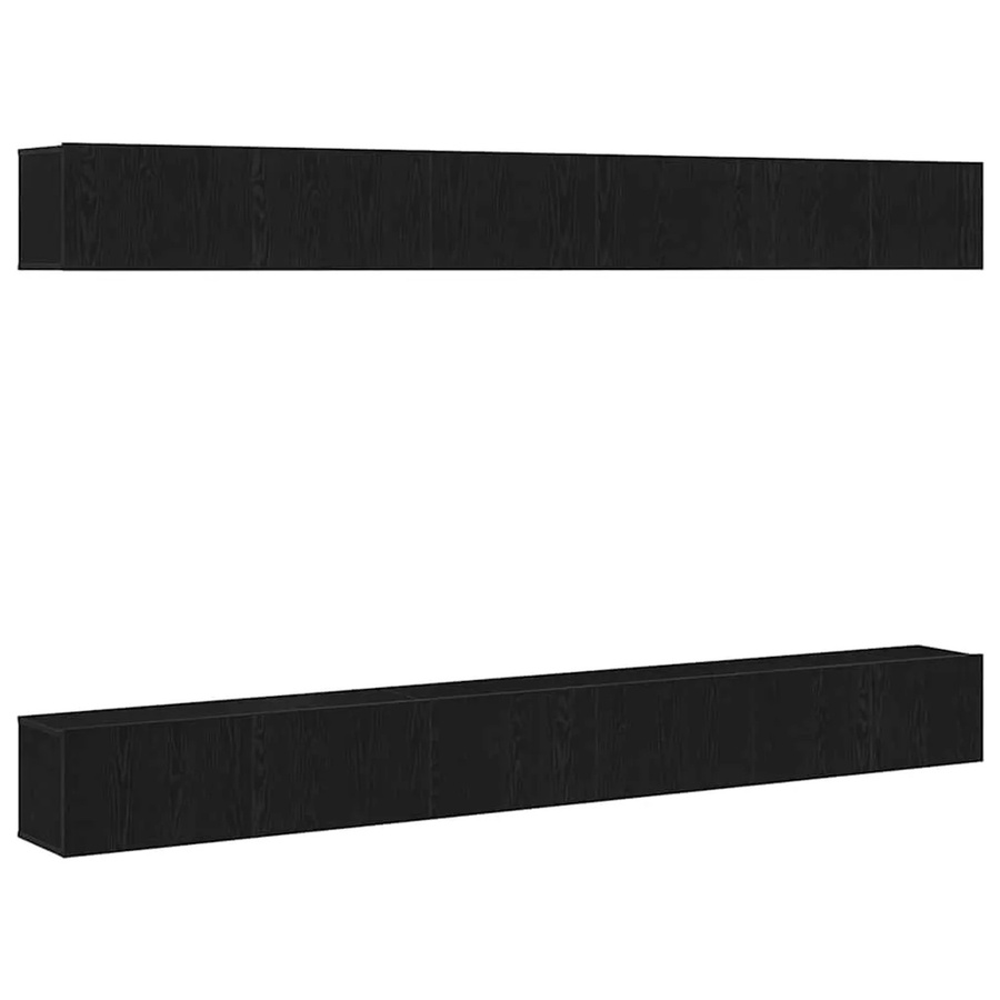 6-teiliges vidaXL TV-Schrank-Set in Schwarz und Eichen-Optik für dein Wohnzimmer, wandmontiert, B/T/H: 2 x 100 x 30 x 30 cm und 4 x 80 x 30 x 30 cm - Bild 2