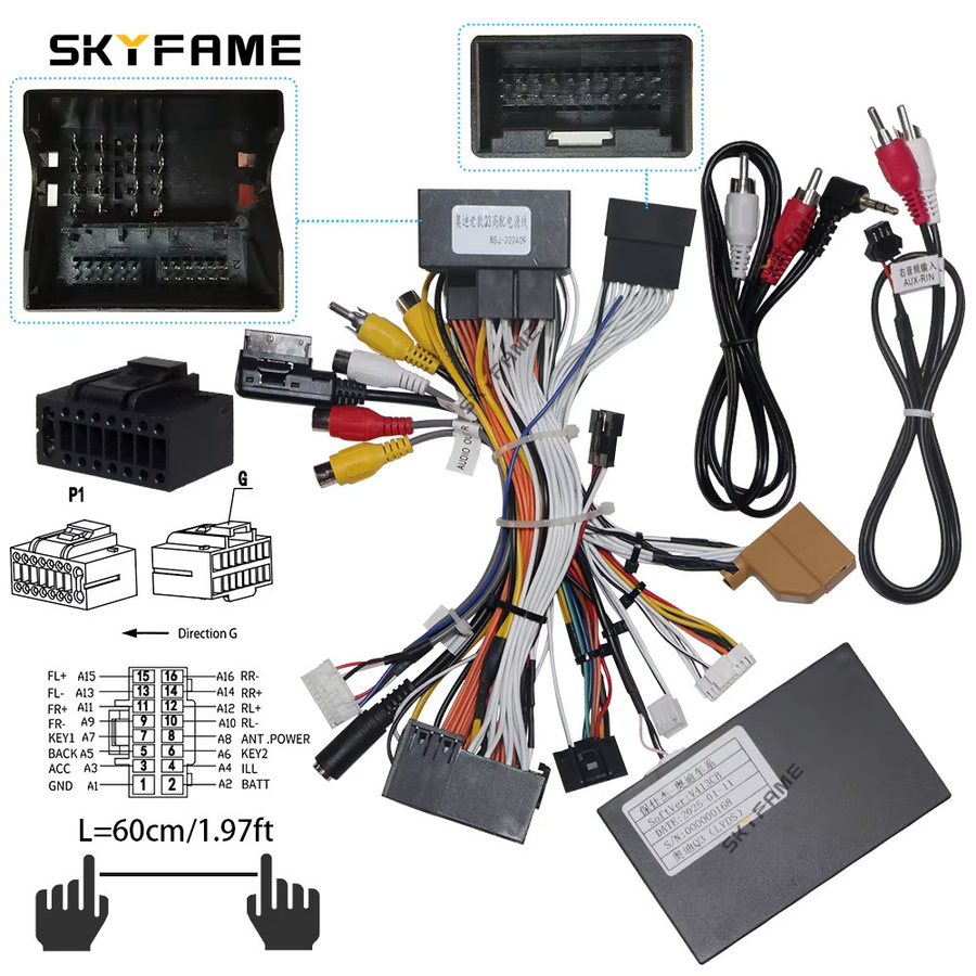 SKYFAME Auto 16pin Kabelbaum Adapter mit Canbus Box Decoder für Android Radio Power Kabel für Audi Q3 in Schwarz - Bild 4