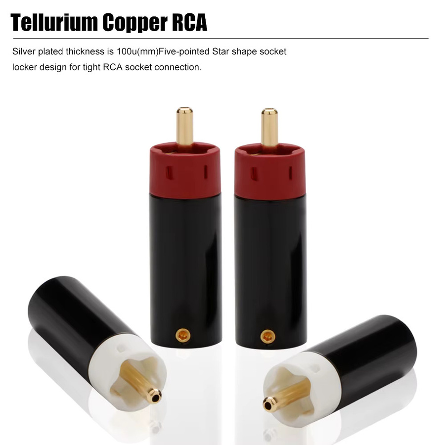 Preffair RCA-Stecker aus versilbertem Tellur-Kupfer in Sternform, 4 Stück, Farbe Silber - Bild 2