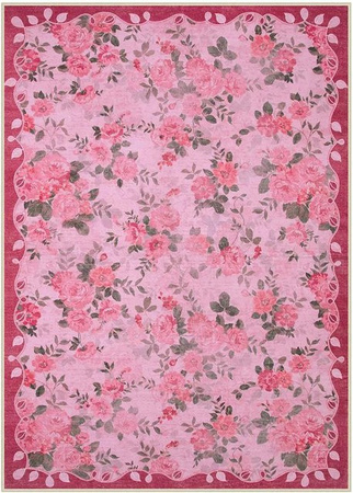 Lodestar Teppich mit floralem Rosenmuster in Rosa, Vintage Shabby Chic Design, rutschfest und maschinengewebt, B/T: 80 x 50 cm