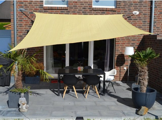 Floracord Sonnensegel rechteckig aus HDPE in Beige oder Gelb, Breite: 500 cm, Tiefe: 400 cm - Bild 1