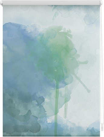 Lichtblick Rollo Klemmfix mit Aquarell-Design in Blau Grün, blickdicht, B: 120 cm, H: 150 cm - Bild 1
