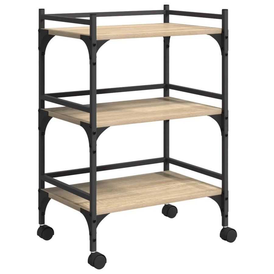 vidaXL Küchentrolley Sonoma-Eiche in Braun aus Holzwerkstoff B/T/H: 50 x 35 x 75,5 cm - Bild 2