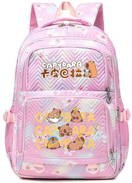 3-teiliges Schulrucksack-Set für Schüler in Pink aus Oxford-Stoff mit Schultasche, Schultergurt und Federmäppchen - Bild 1