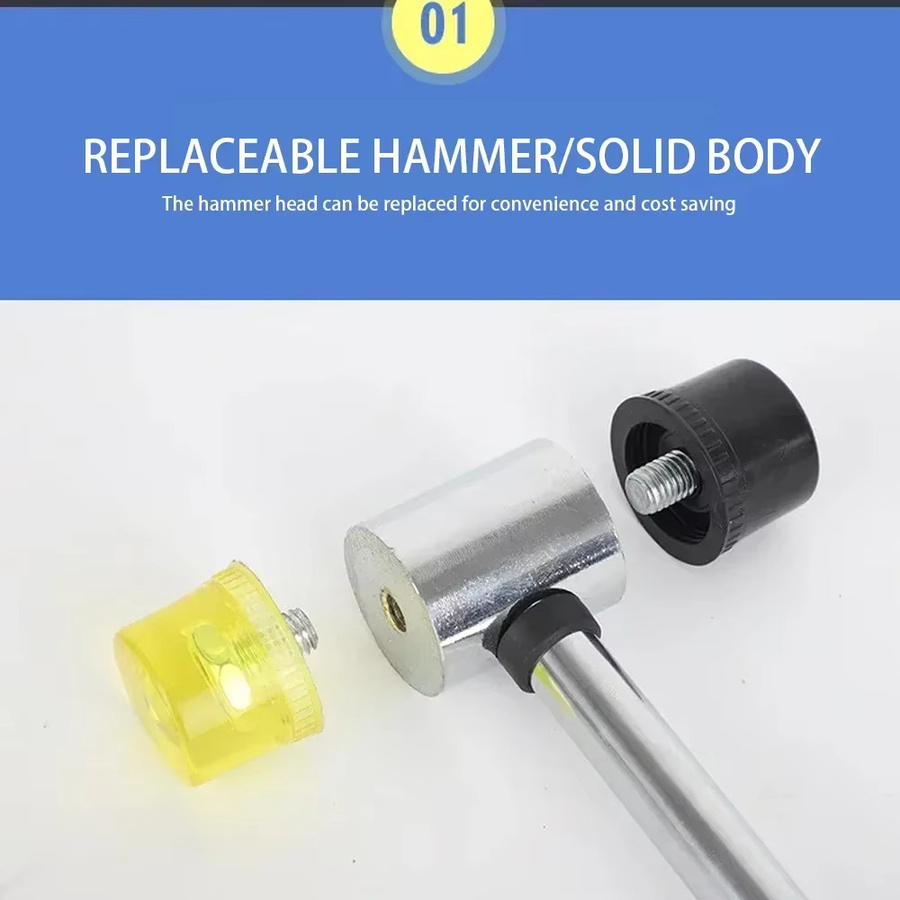 PINTUDY Multifunktionales Verglasungswerkzeug mit 25 mm Doppelkopfhammer aus Nylon und weichem Gummi in Mehrfarbig - Bild 3