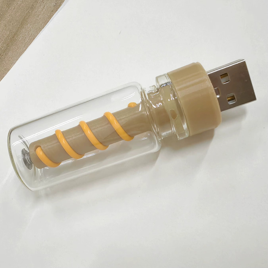 Retro LED Mini Nachtlicht mit Spiral-Glühfaden als DIY Campinglampe, transparentes Glas, warmweißes Licht, USB-Anschluss, 5V - Bild 2