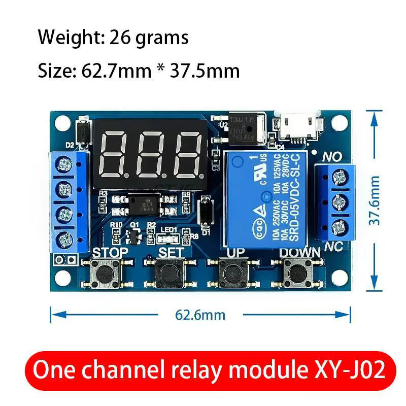 XY-J02 Relaismodul mit Zeitverzögerung und Zyklus-Timing zur Stromabschaltung in Blau - Bild 2