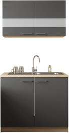 Respekta Küchenmöbel-Set Merle in Grau mit Glastüren und Soft-Close-Funktion, B/H/T: 100 x 200 x 60 cm - Bild 1
