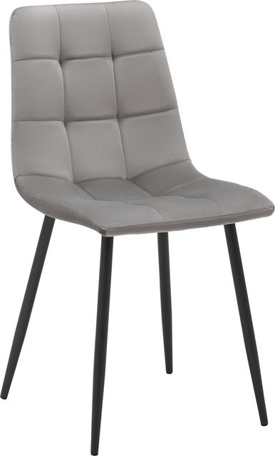 Bessagi Home Stuhl Ria gepolstert in Taupe mit Samtbezug und Metallgestell - Bild 1