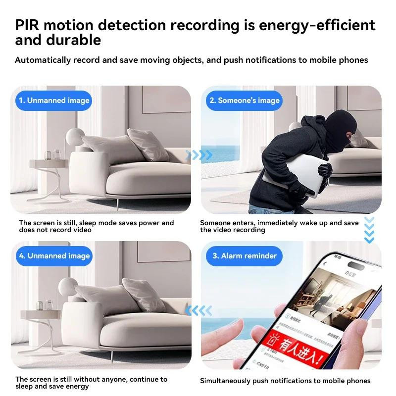 Drahtlose HD-WLAN-Überwachungskamera für den Innenbereich mit Nachtsicht und App-Steuerung, Schwarz, inklusive 64 GB SD-Karte - Bild 6