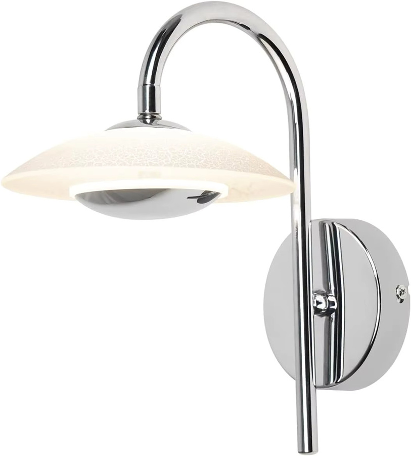 Moderne LED Wandlampe in Chrom mit Glas, runde Wandleuchte für Flur, Wohnzimmer und Schlafzimmer, 7W, Warmweiß 3000K - Bild 4