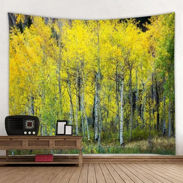 Boho Wandteppich mit Naturmotiv Wasserfall und Wald in Gelb von JMG Household Supplies, Breite: 40 cm, Höhe: 60 cm - Bild 1