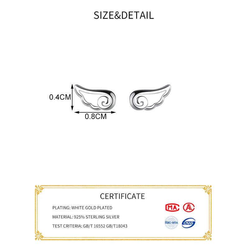 INZATT Ohrringe, 925 Silber, Flügel Stud, Damen - Bild 2