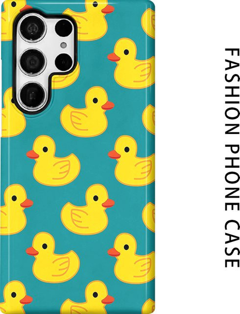 Gelbe Handyhülle mit Enten-Design für Samsung Galaxy S26 S25 S24 S23 S20 FE A56 A36 Ultra, glänzende HD Hartschale - Bild 1