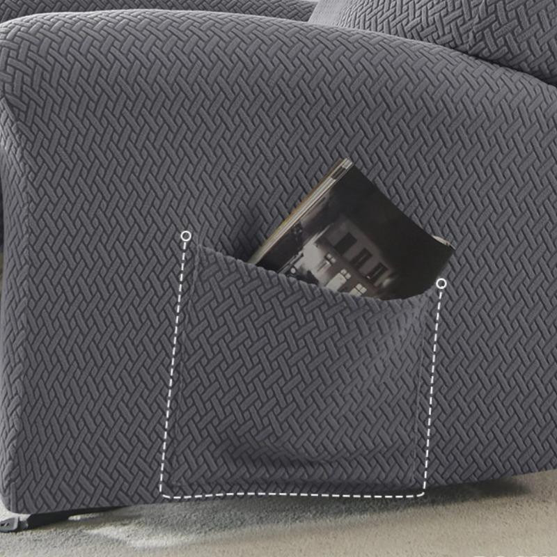 Rutschfester Stretch-Sitzbezug aus Jacquard für Liegesessel und Sofas in Grau - Bild 1