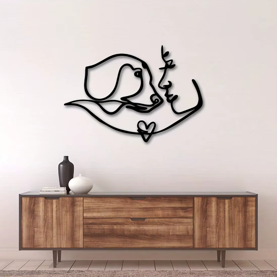CIFBUY Wandkunst Hunde-Silhouette aus Eisen in Mattschwarz, Höhe: 39,9 cm - Bild 3