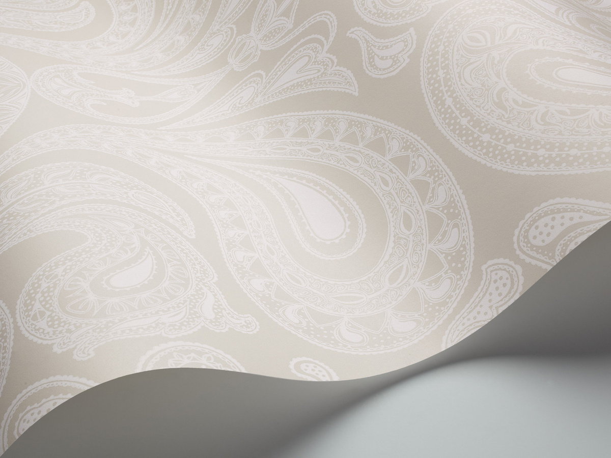 Cole & Son Tapete Malabar Abstract Paisley in Weiß und Grau aus Vlies - Bild 1