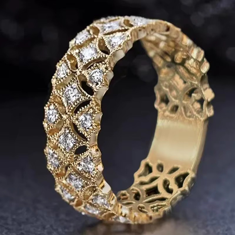 Huitan Damenring, Goldfarbe, Zirkonia - Bild 2